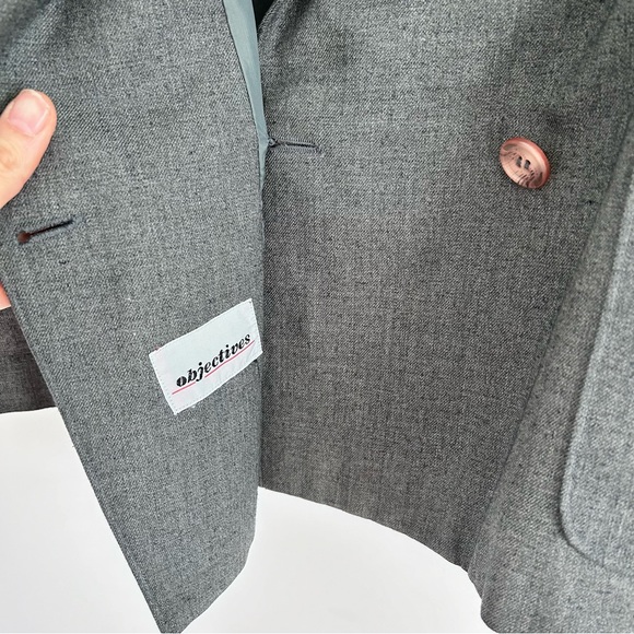 VINTAGE Grey Sleeveless Double Breasted Blazer Size 12 - Picture 8 of 14